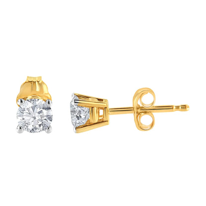 Gold-Tone Sterling Silver Solitaire Diamond Stud Earrings (0.33 cttw, K-L Color, I3 Clarity)