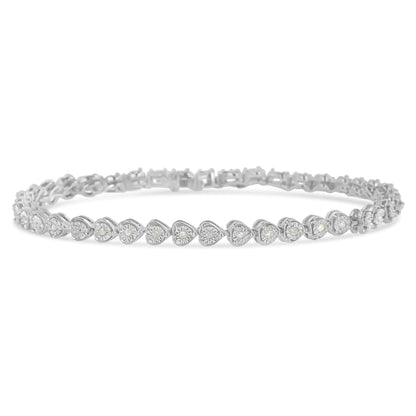 Sterling Silver Diamond Heart Tennis Link Bracelet (1/4 cttw, I-J Color, I3 Clarity)