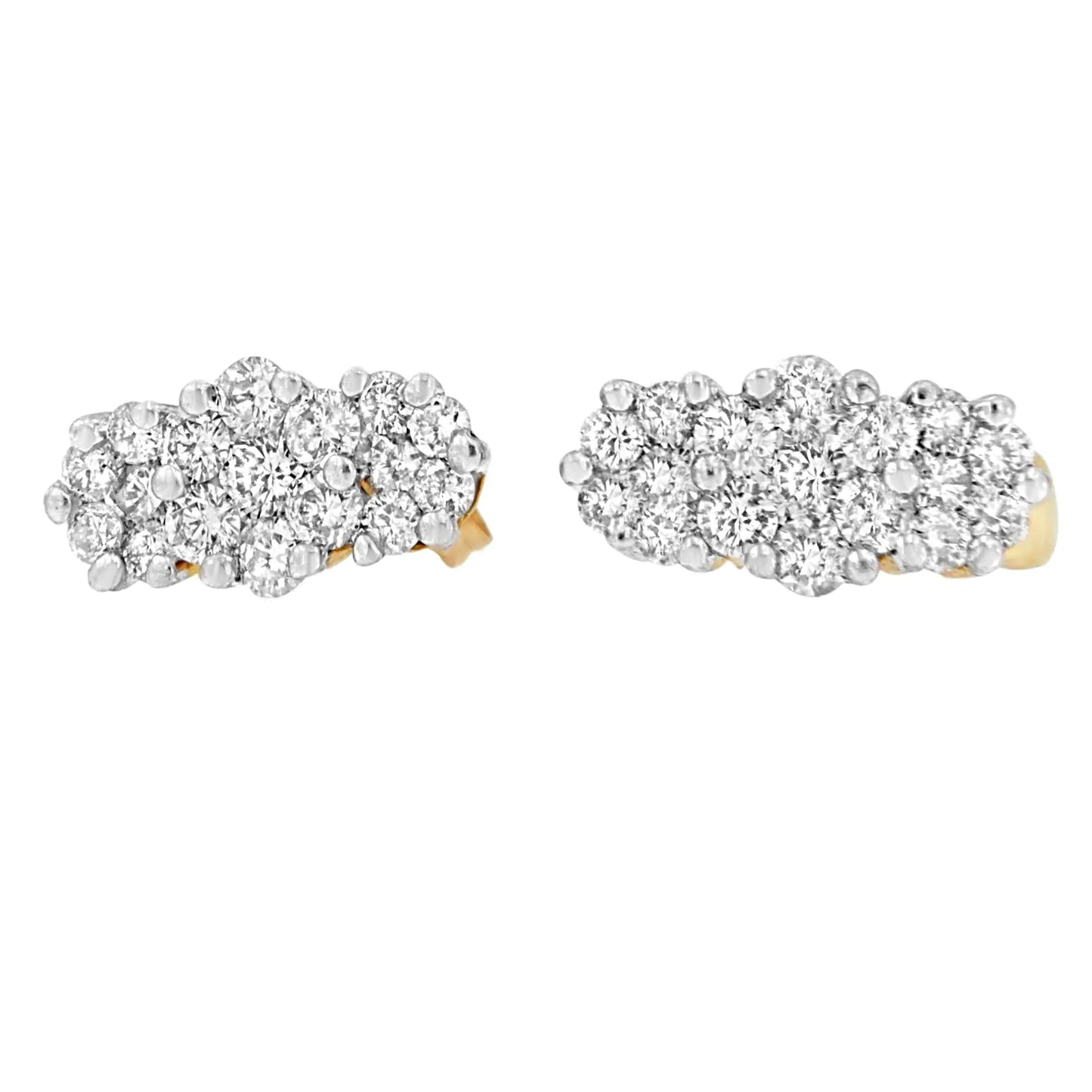 14K Yellow Gold 2 1/20 cttw Round Cut Diamond Cluster Earrings (I-J, I1-I2)