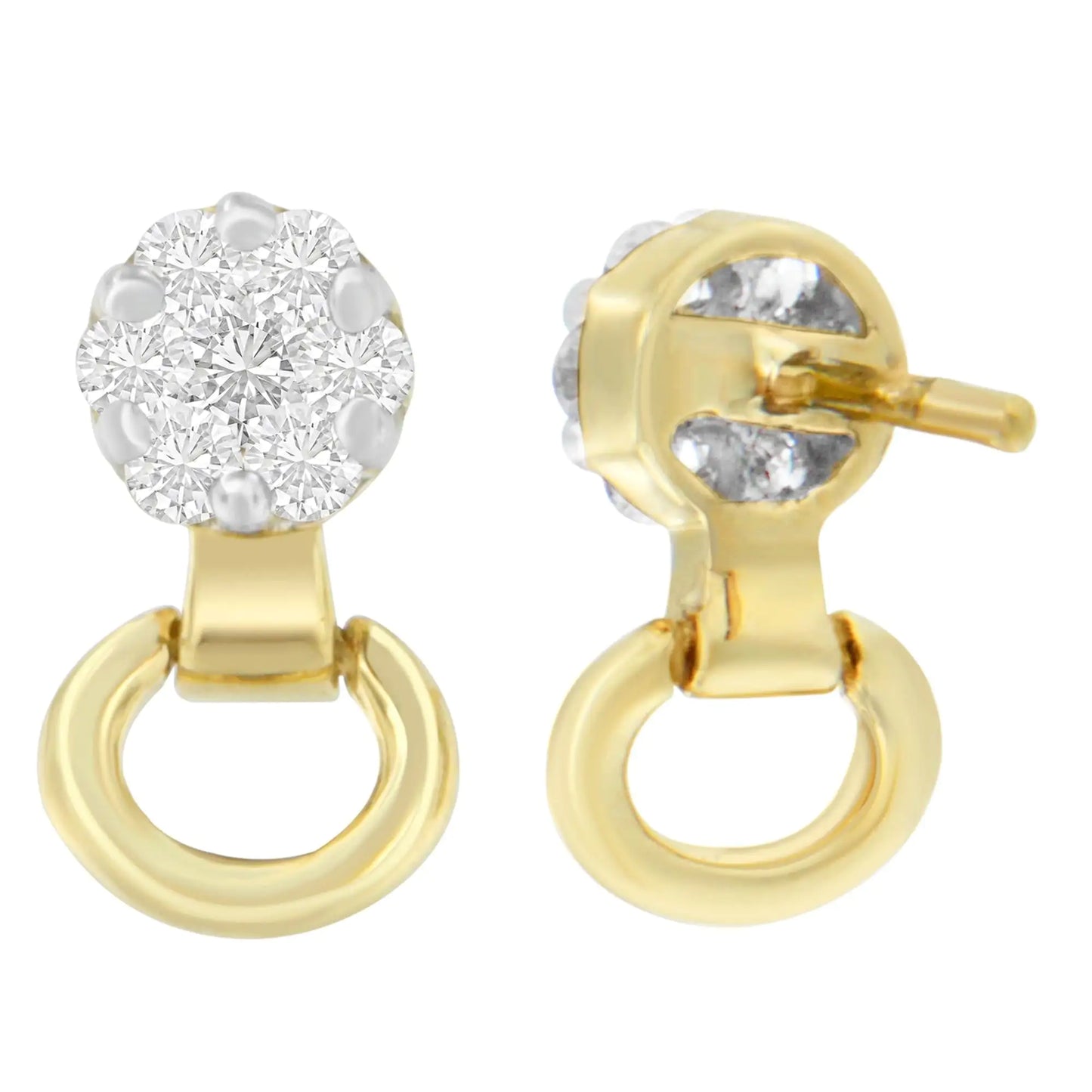 14K Yellow Gold 1/2 cttw Diamond Stud Earrings (I-J, SI1-SI2)