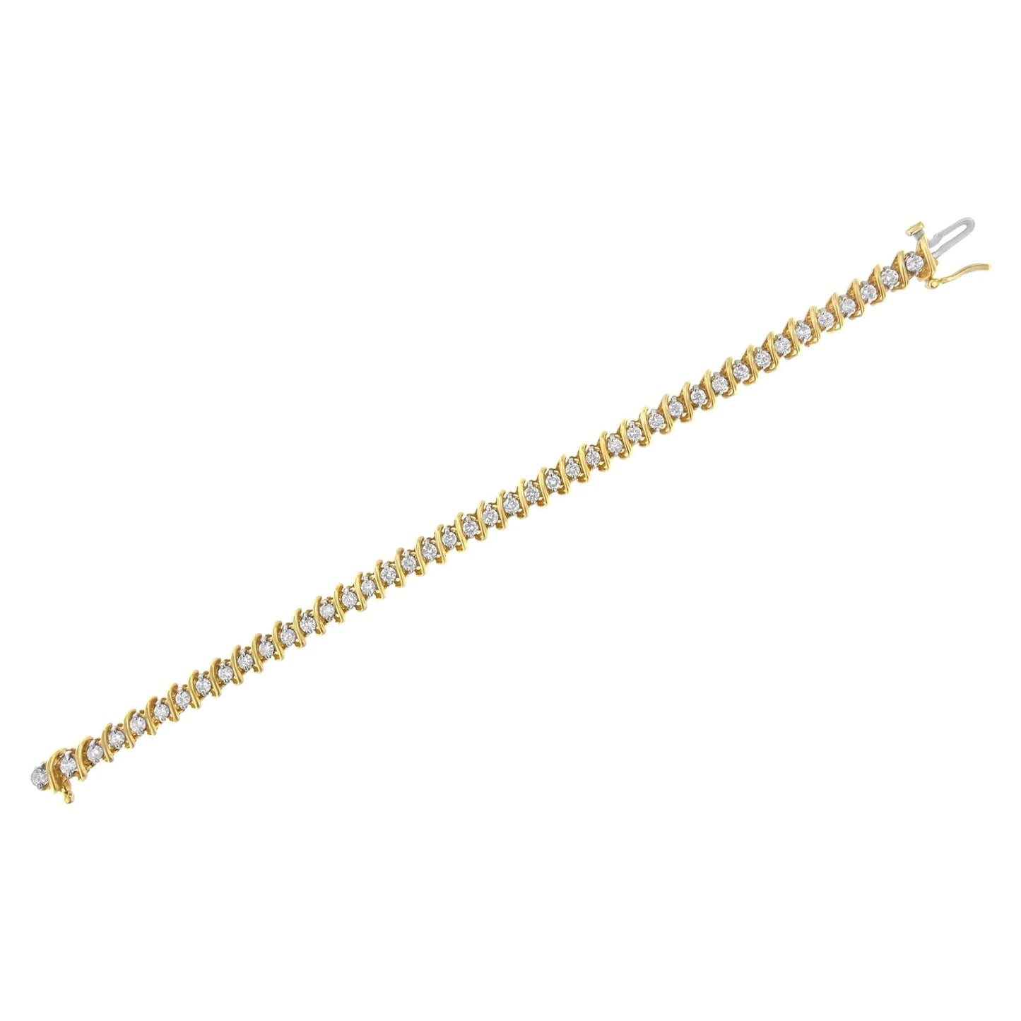 14KT Yellow Gold Diamond S-Link Tennis Bracelet (3 cttw, I-J Color, I1-I2 Clarity)