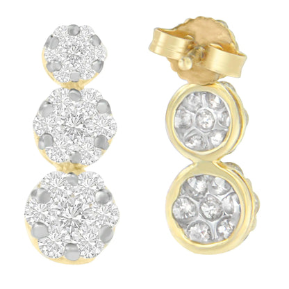 14K Yellow Gold Round-cut Diamond Earring (2 cttw, I-J Color, VS1-VS2 Clarity)