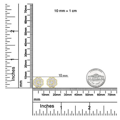 14K Yellow Gold Plated .925 Sterling Silver 1/6 Cttw Miracle-Plate Set Diamond Floral Stud Earrings (I-J Color, I2-I3 Clarity)