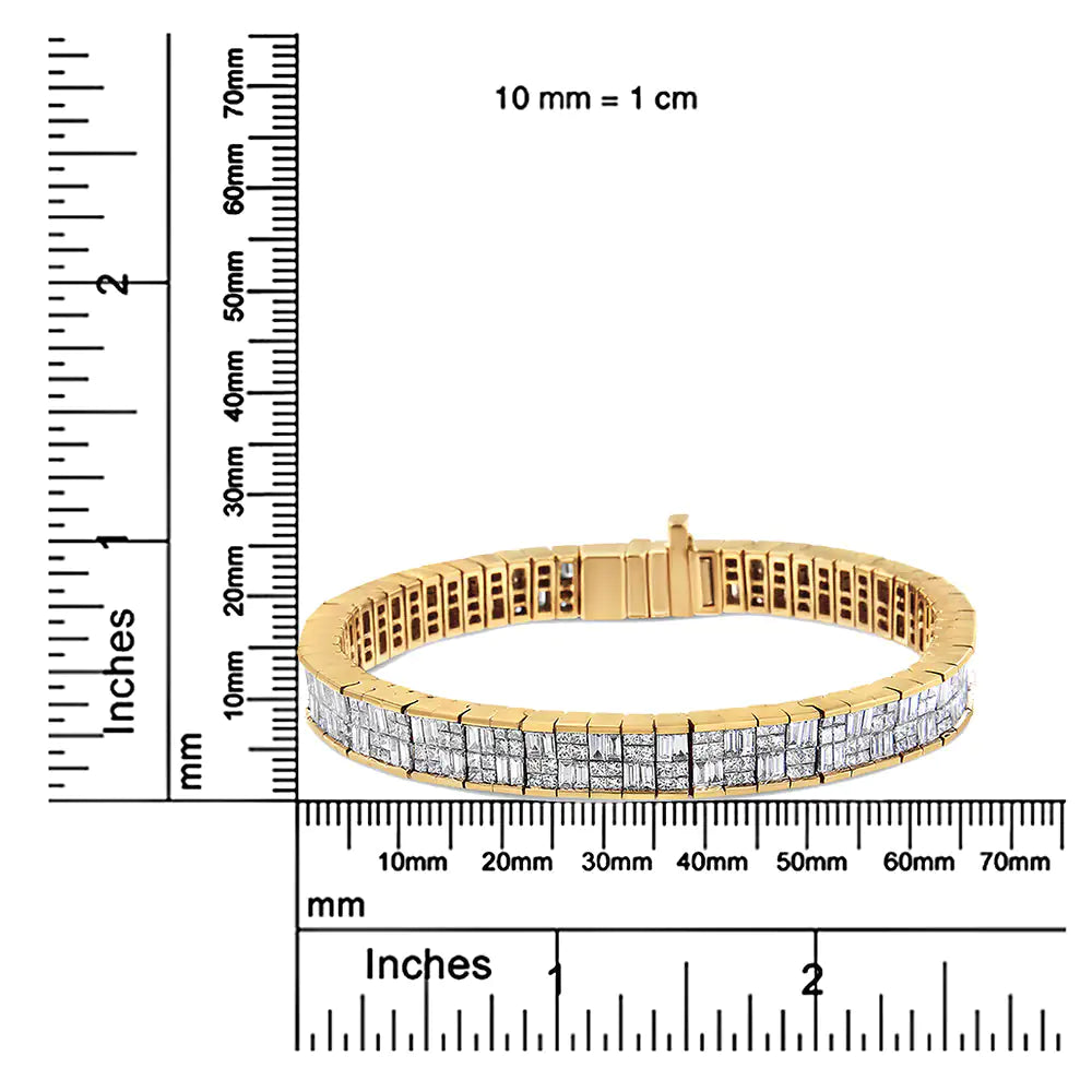 Classic 14K Yellow Gold Baguette and Princess Cut Diamond Eternity Bracelet (8 5/8 cttw, G-H Color, VS2-SI1 Clarity)