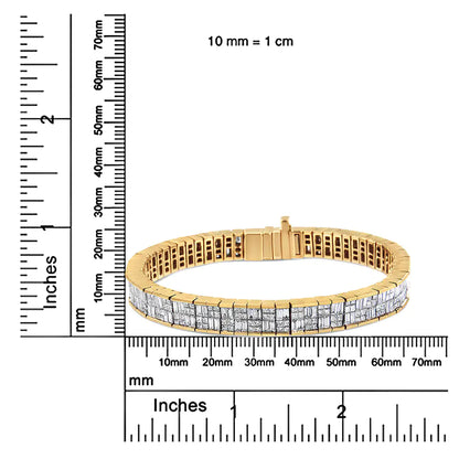 Classic 14K Yellow Gold Baguette and Princess Cut Diamond Eternity Bracelet (8 5/8 cttw, G-H Color, VS2-SI1 Clarity)