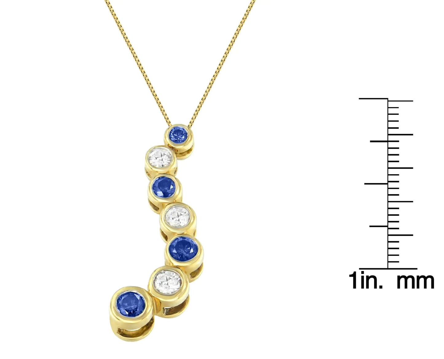 14K Yellow Gold White and Treated Blue Diamond Pendant Necklace (1 cttw, H-I Color, I1-I2 Clarity)