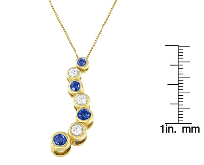 14K Yellow Gold White and Treated Blue Diamond Pendant Necklace (1 cttw, H-I Color, I1-I2 Clarity)