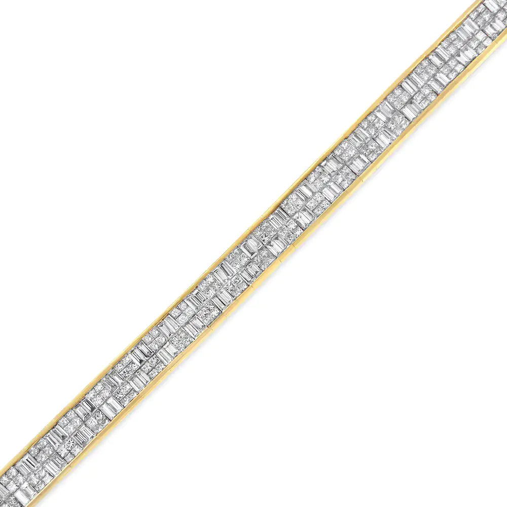 Classic 14K Yellow Gold Baguette and Princess Cut Diamond Eternity Bracelet (8 5/8 cttw, G-H Color, VS2-SI1 Clarity)