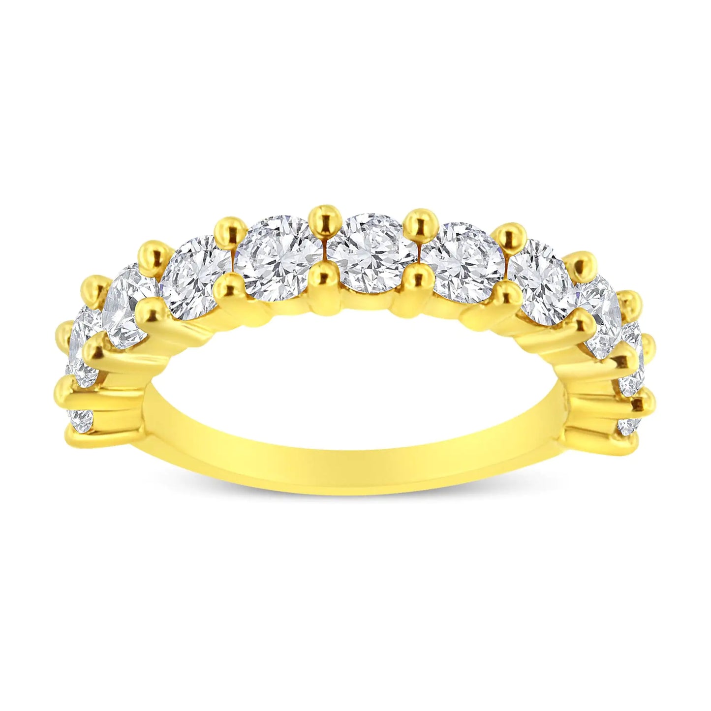 14K Yellow Gold Plated .925 Sterling Silver 1.00 Cttw Round-Cut Diamond 11 Stone Wedding Band Ring (J-K Color, I1-I2 Clarity)