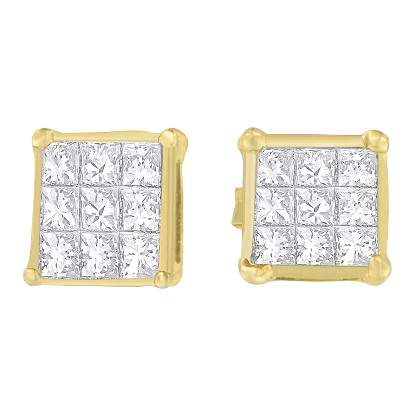 14K Yellow Gold 1/2 cttw Princess Cut Diamond Earrings (H-I, VS1-VS2)