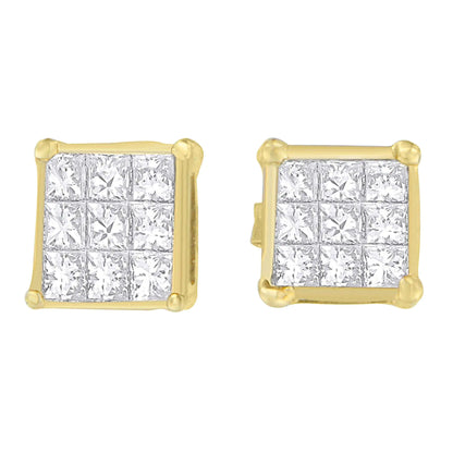 14K Yellow Gold 1/2 cttw Princess Cut Diamond Earrings (H-I, VS1-VS2)