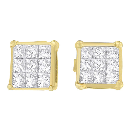 14K Yellow Gold 1/2 cttw Princess Cut Diamond Earrings (H-I, VS1-VS2)