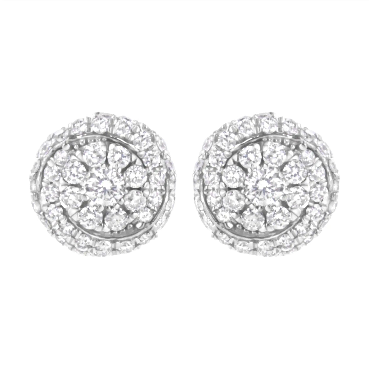 Sterling Silver 1 cttw Lab Grown Diamond Cluster Stud Earring (F-G Color, VS2-SI1 Clarity)