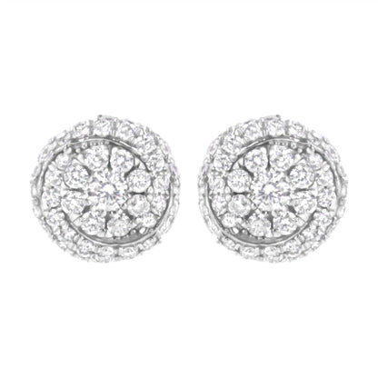 Sterling Silver 1 cttw Lab Grown Diamond Cluster Stud Earring (F-G Color, VS2-SI1 Clarity)