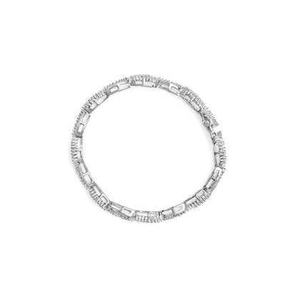 14K White Gold 2.00 Cttw Diamond Swirl and Pear Shape Link Bracelet (I-J Color, I2-I3 Clarity) - 7"