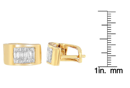 14K Yellow Gold 1/2 cttw Diamond Huggy Earrings (H-I, VS2-SI1)