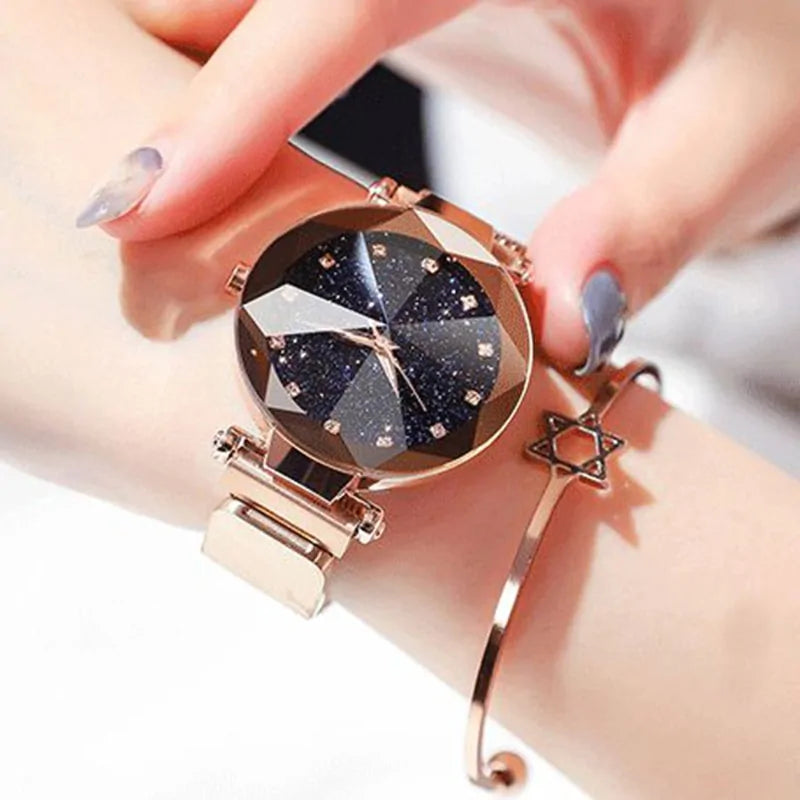 Starry Sky Luxury Women's Quartz Wristwatch with Diamonds