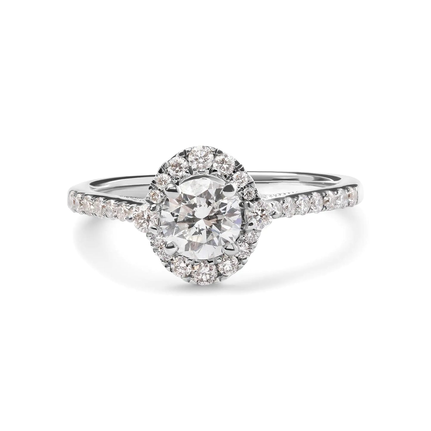 GIA Certified 14k White Gold 1.00 Cttw Diamond Halo Engagement Ring (G-H Color, I1-I2 Clarity)