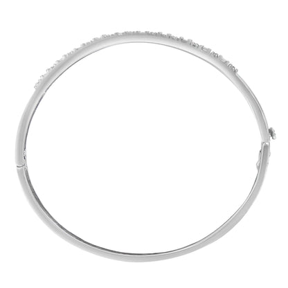 14K White Gold Baguette and Round-Cut Diamonds Bangle (1.20 cttw, H-I Color, I1-I2 Clarity)