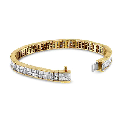 Classic 14K Yellow Gold Baguette and Princess Cut Diamond Eternity Bracelet (8 5/8 cttw, G-H Color, VS2-SI1 Clarity)