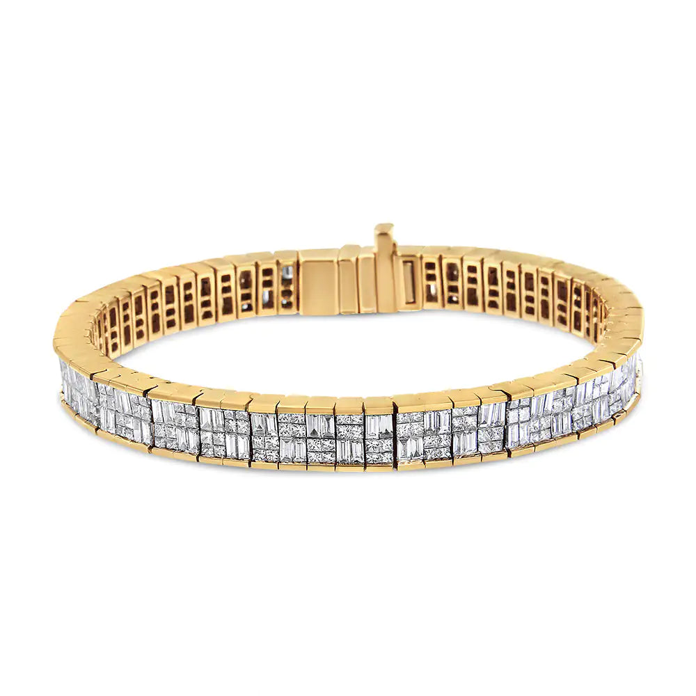 Classic 14K Yellow Gold Baguette and Princess Cut Diamond Eternity Bracelet (8 5/8 cttw, G-H Color, VS2-SI1 Clarity)