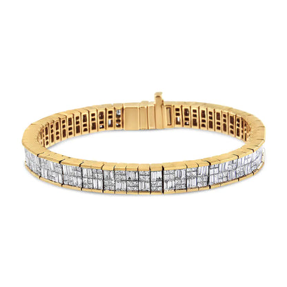 Classic 14K Yellow Gold Baguette and Princess Cut Diamond Eternity Bracelet (8 5/8 cttw, G-H Color, VS2-SI1 Clarity)