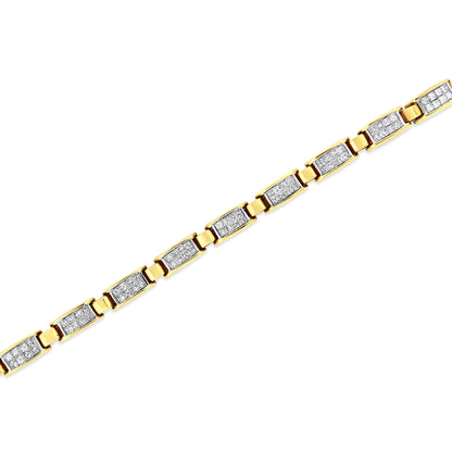 14K Yellow Gold 2 1/2 Cttw Princess-Cut Diamond Link Tennis Bracelet (H-I Color, SI2-I1 Clarity) - 7.25"